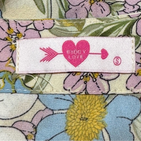 BUDDY LOVE Lilac/Blue Floral Cheyanne Bell Sleeve Bodysuit size Small - Picture 7 of 9